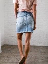 Button-Down Mini Skirt In Blue