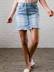 Button-Down Mini Skirt In Blue - Blue