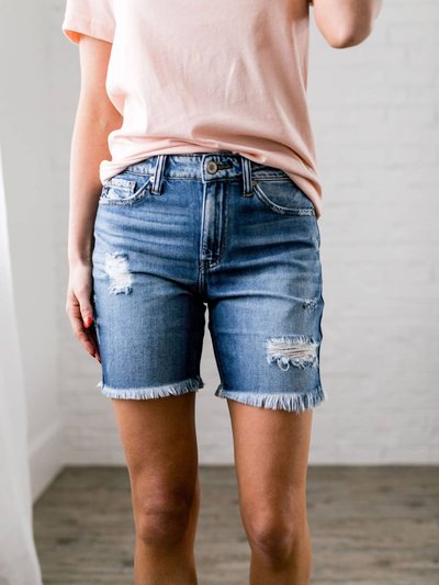 Kancan Halfway There Distressed Denim Shorts In Blue product