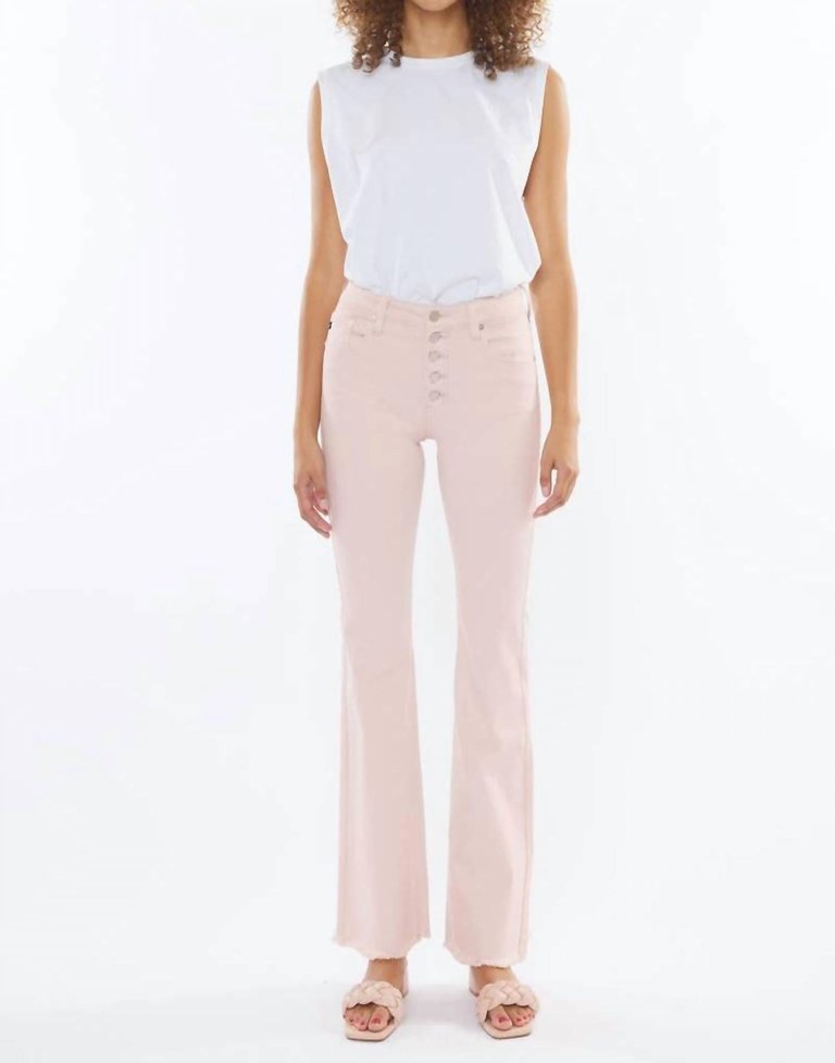 High Rise Flare Jean - Pink