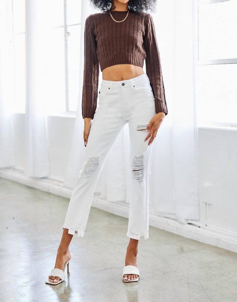 High Rise Lightning Jean In White - White