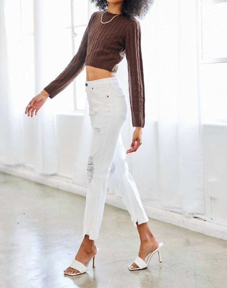 High Rise Lightning Jean In White