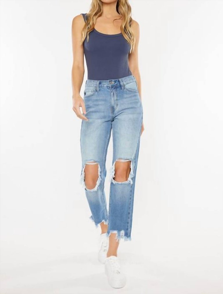 Mom Jean High Waist Relaxed Thigh - Blue