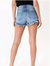 Pastel Thread Distressed Denim Shorts In Medium Wash