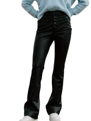 Straight Faux Leather Pants - Black