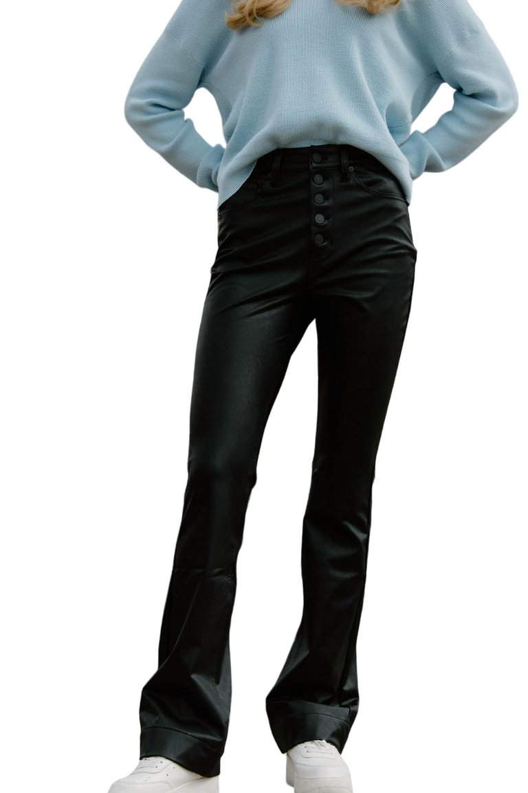 Straight Faux Leather Pants - Black