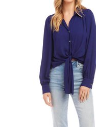 Tie Front Collared Top