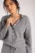 Cashmere Button-up Waffle Henley top - Grey