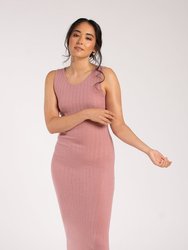 Cashmere Sleeveless Ribbed Maxi Dress - Pink