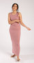 Cashmere Sleeveless Ribbed Maxi Dress - Pink