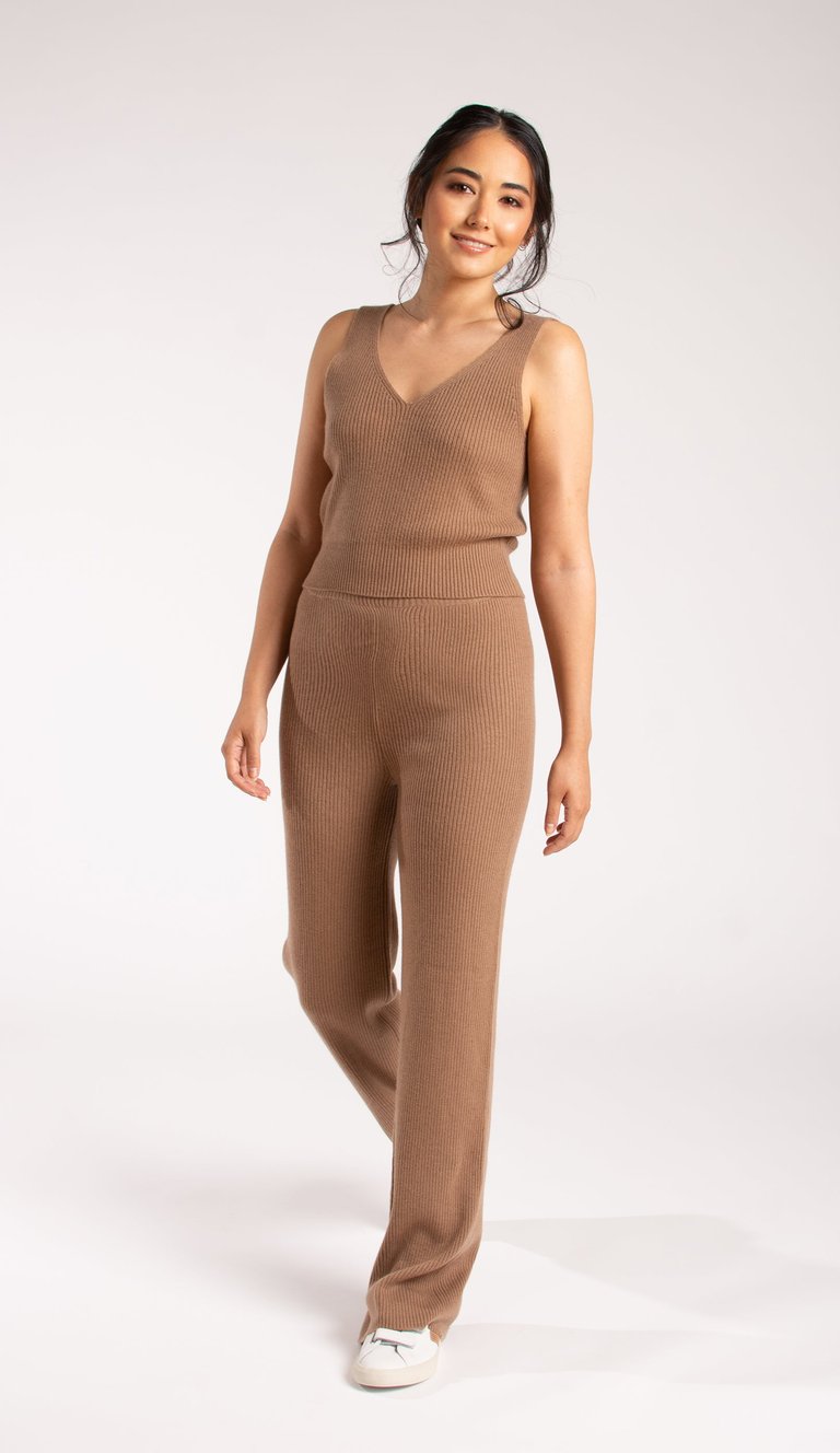 Ribbed Cashmere Flare Pants