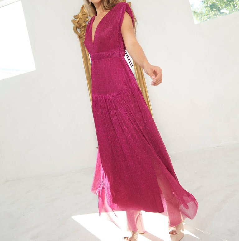 Mernet Midi Dress In Hot Pink