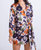 Floral Satin Wrap Pocket Dress - Taupe