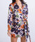 Floral Satin Wrap Pocket Dress - Taupe