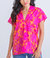 Floral Tropical V-Neck Top - Pink/Orange