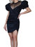 Illusion High Neck Short Sleeves Dress In Black - Black