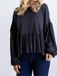 Knit Oversize Top In Charcoal - Charcoal