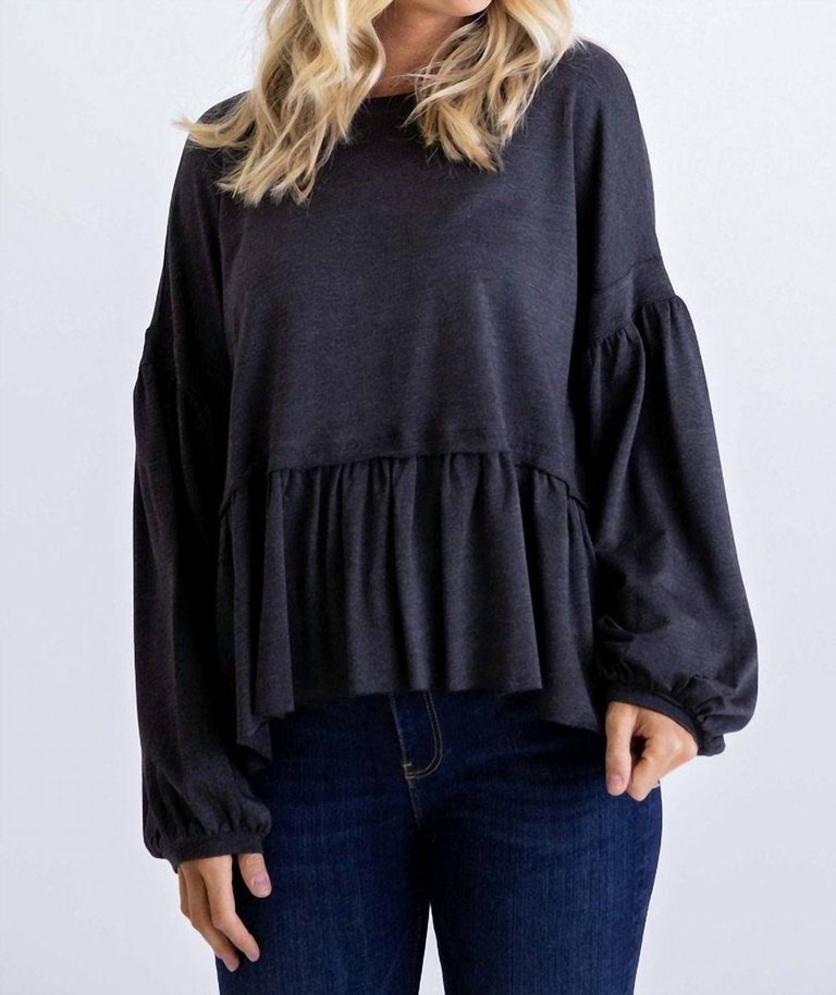 Knit Oversize Top In Charcoal - Charcoal