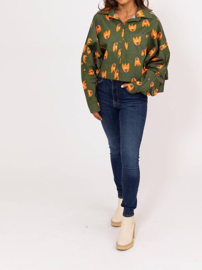 Karlie Poplin Poppy Ruffle Back Button Up Top product