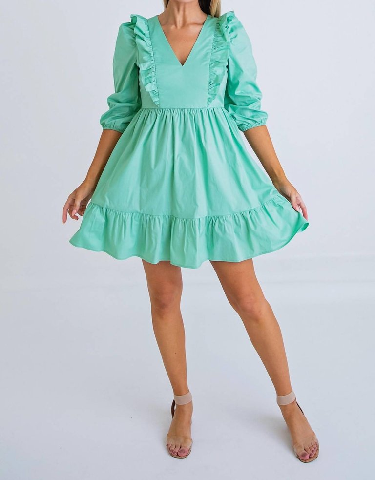 Poplin Ruffle Tier Dress - Green