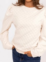 Solid Check Long Sleeve Top - Ivory