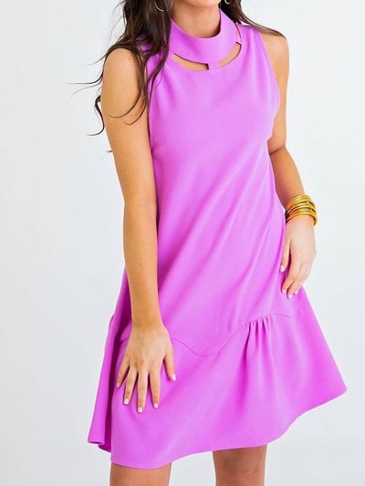 Karlie Solid Cut-Out Neck Ruffle Bottom Dress In Pink product