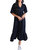 Solid Poplin V-Neck Maxi Dress - Black