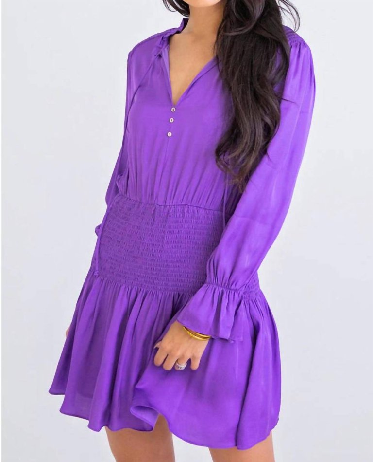 Solid Smock Waist Dress - Purple