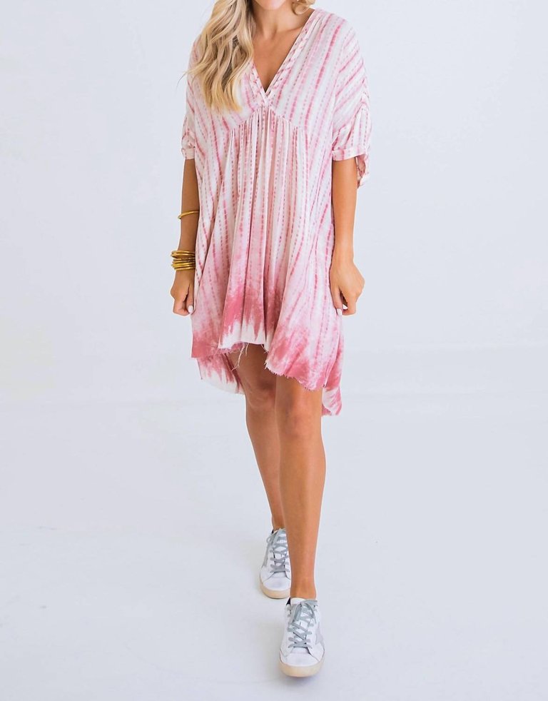 Tie Dye V Neck Dress - Multi