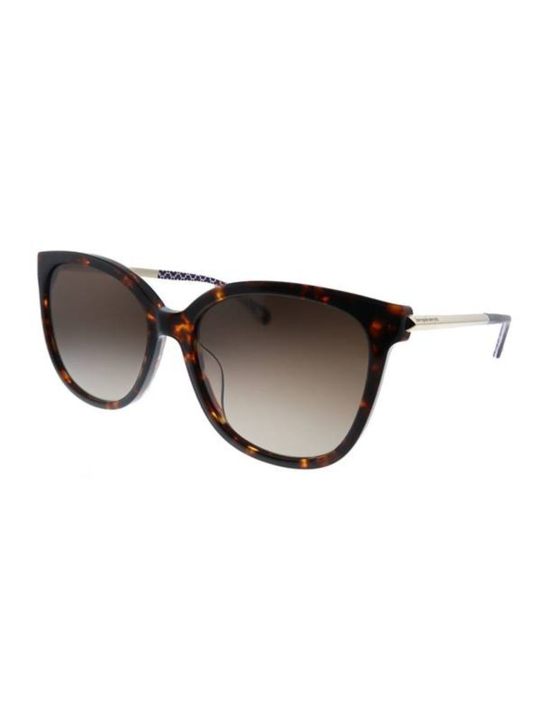 Britton/G/S Square Plastic Sunglasses With Brown Gradient Lens - Dark Havana