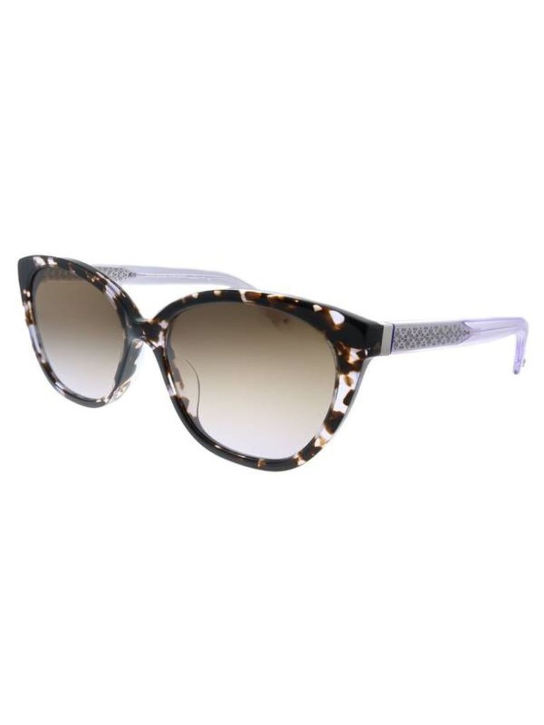 Philippa/G/S Cat-Eye Plastic Sunglasses With Purple Gradient Lens - Havana