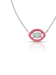Groovy Gold Necklace With Diamonds And Pink Enamel - Gold/Pink