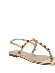 The Camie Gemstone Sandal - Gold - Gold