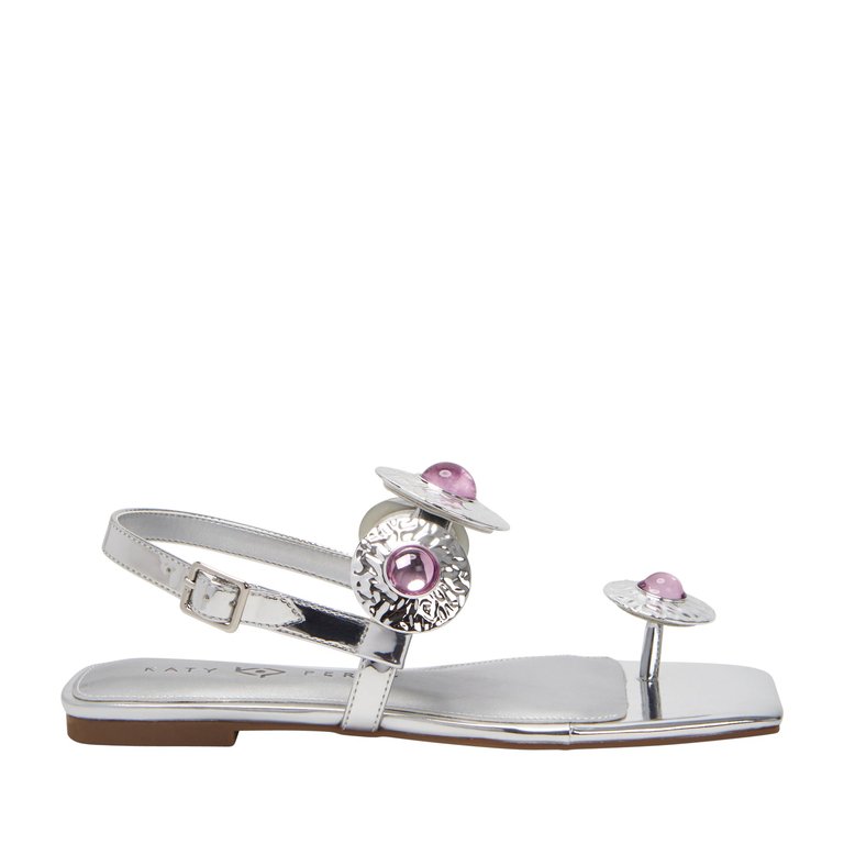 The Camie Stone Sandal - Silver