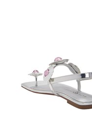 The Camie Stone Sandal - Silver