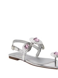 The Camie Stone Sandal - Silver - Silver
