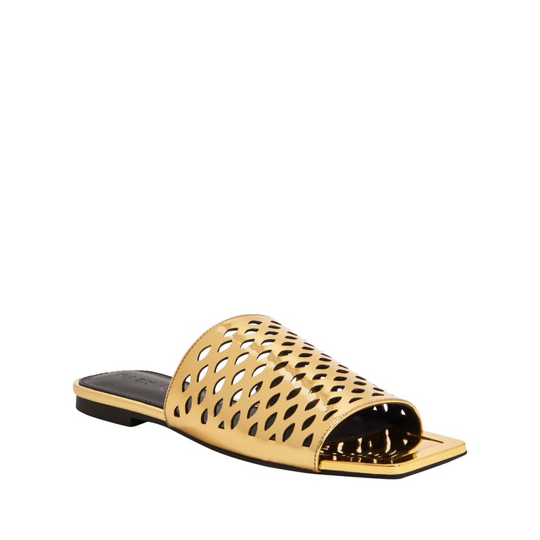 The Caught Up Fishnet Sandal - Gold