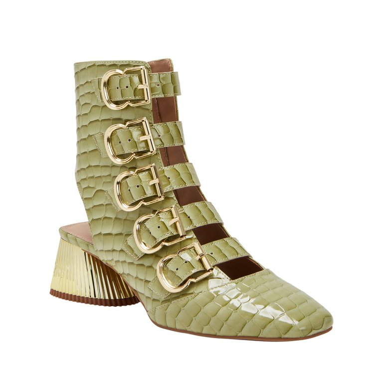 The Clarra Buckle Bootie - Green Fig - Green Fig
