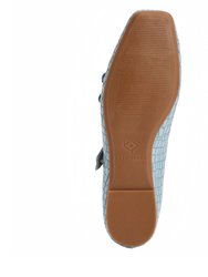 The Evie Button Flat - Arctic Blue