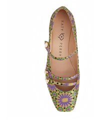 The Evie Button Flat - Violet Multi