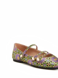 The Evie Button Flat - Violet Multi - Violet Multi