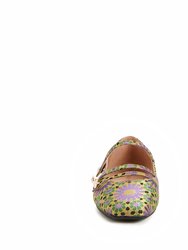 The Evie Button Flat - Violet Multi