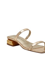The Framing Low Heel Sandal - Gold