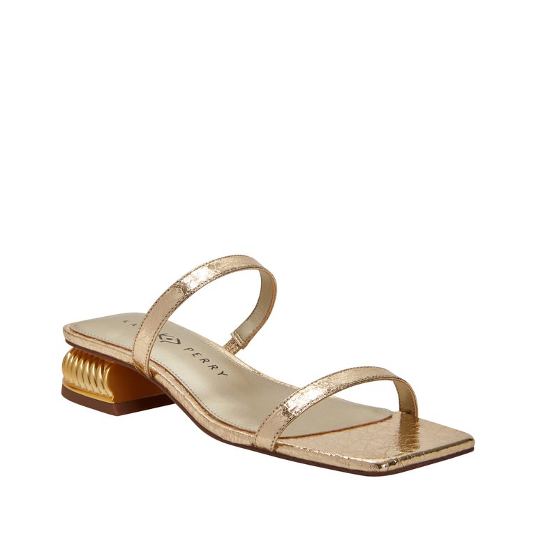 The Framing Low Heel Sandal - Gold