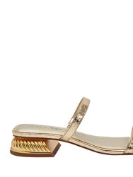 The Framing Low Heel Sandal - Gold - Gold