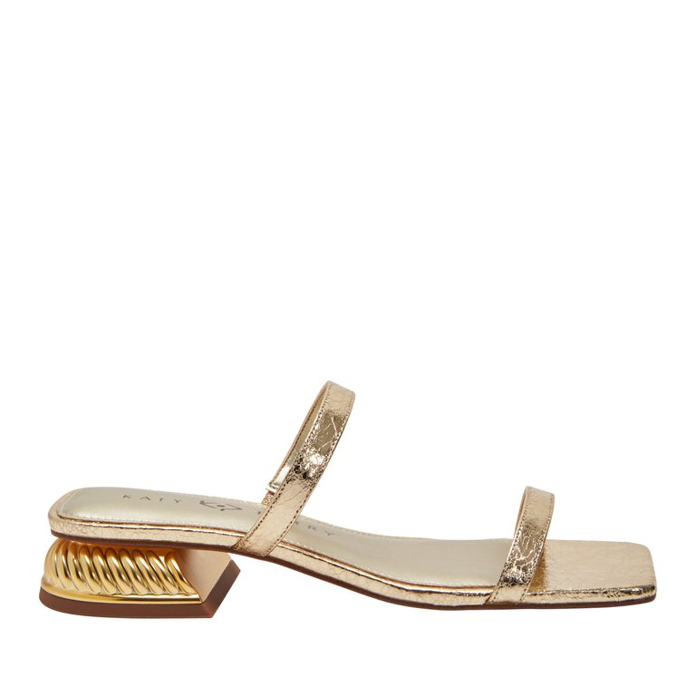 The Framing Low Heel Sandal - Gold - Gold