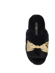 The Fuzzy Bow Slide - Black