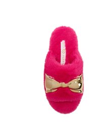 The Fuzzy Bow Slide - Hot Pink