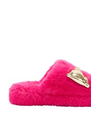 The Fuzzy Bow Slide - Hot Pink - Hot Pink