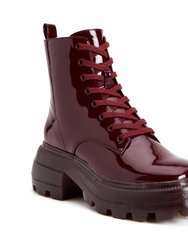 The Geli Combat Boot - Burgundy - Burgundy